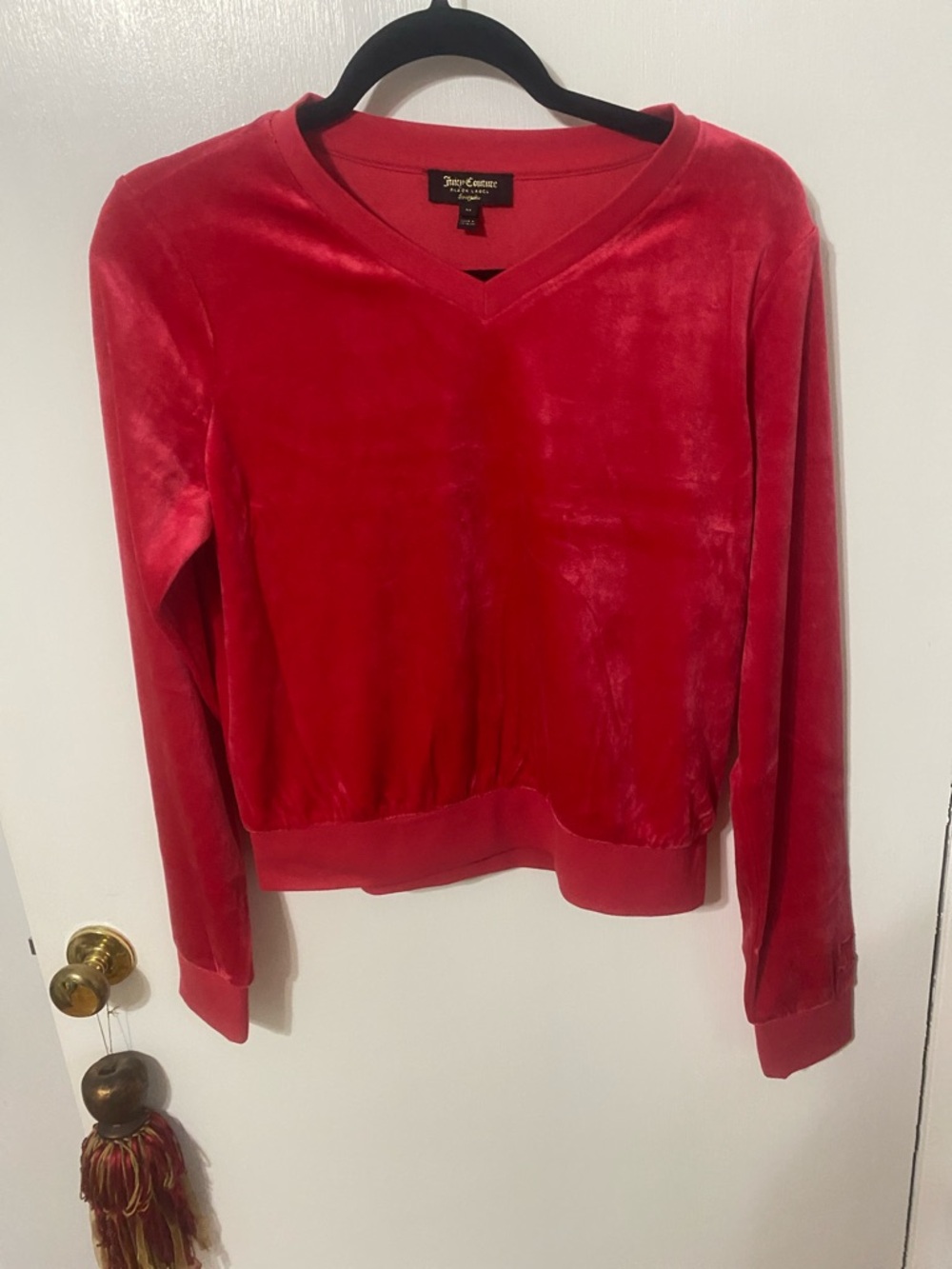 Juicy Couture Crimson Velvet V-Neck Pullover
